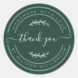 Adesivo Dark Green Homemade Thank You Label