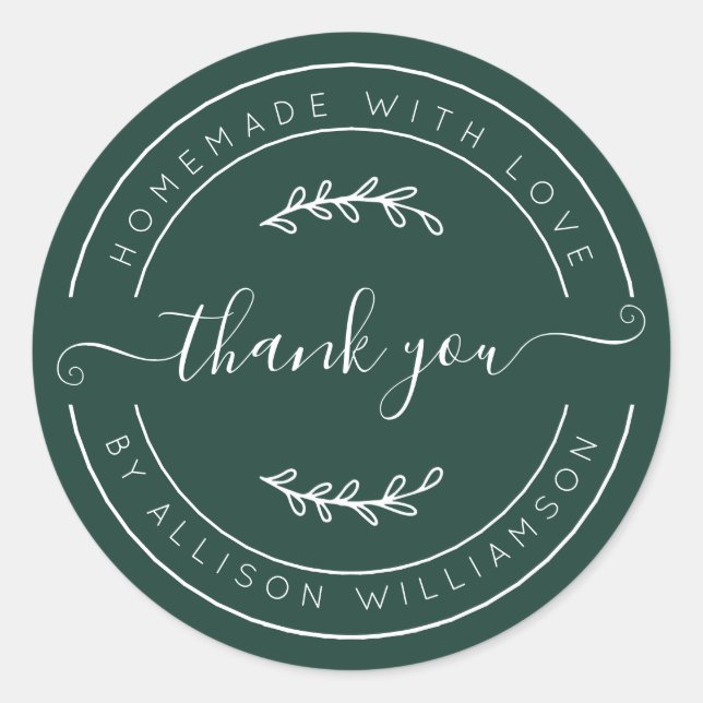 Adesivo Dark Green Homemade Thank You Label (Frente)