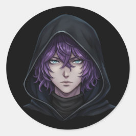 Adesivo Dark Hoodie Anime Boy with Purple Hair