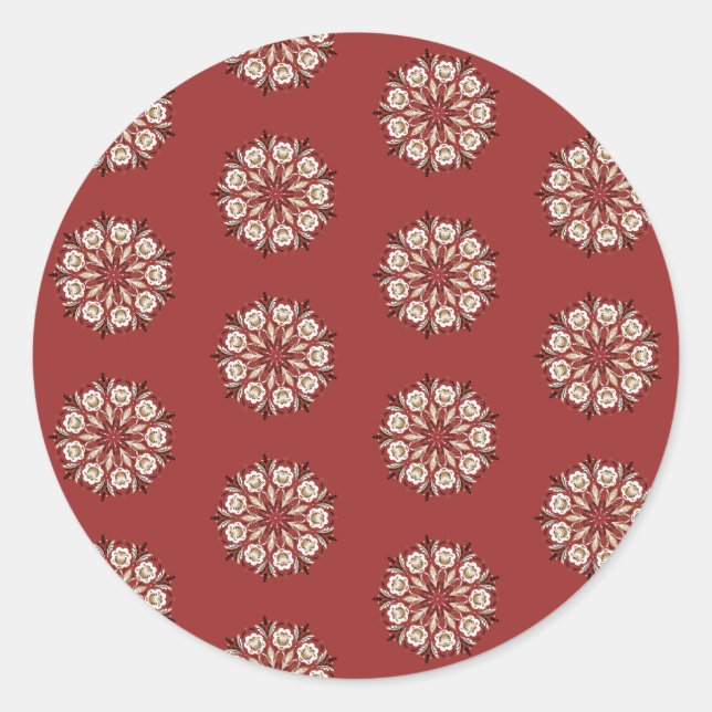 Adesivo Dark red and white Norwegian Rosemaling floral  (Frente)