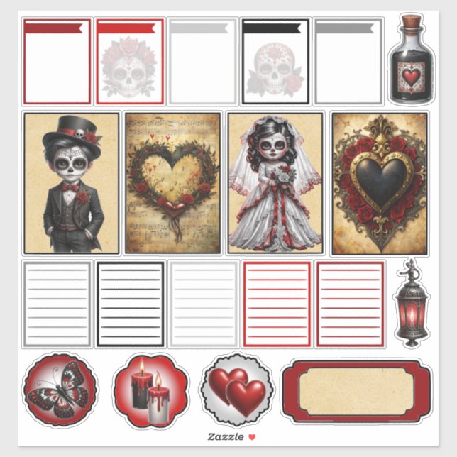 Adesivo Dark Romance Sugar Skulls 2 (Folha)