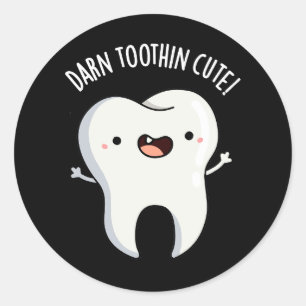 Adesivo Darn Tooth in Cute Funny Tooth Pun Dark BG