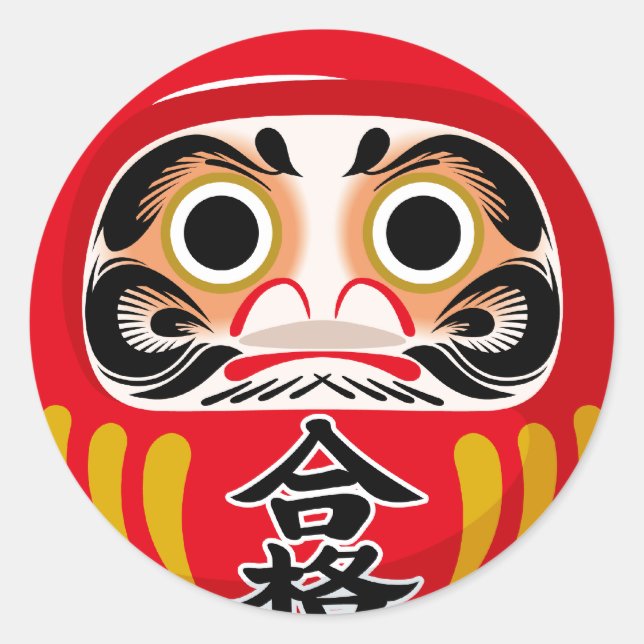 Adesivo Daruma doll (tradicional charme japonês de sorte) (Frente)