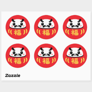 Adesivo Daruma Kawaii japonês