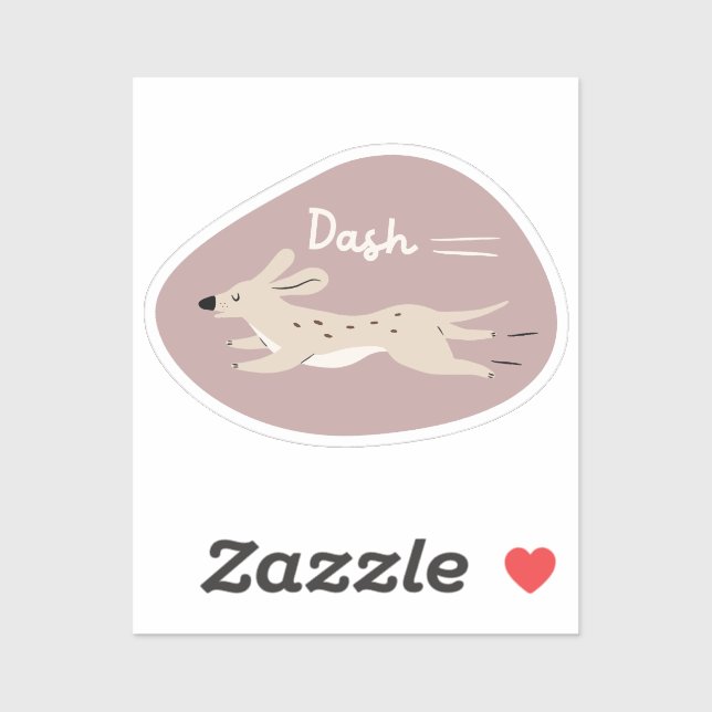 Adesivo "dash", bonito, ilustra cão longo, tudo bege (Folha)