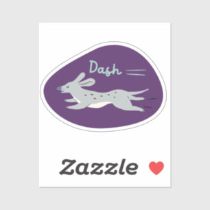 Adesivo "dash" doce cinza ilustrada longa aqua roxa de cão