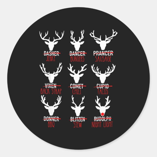 Adesivo Dasher Dancer Prancer &amp; Bourbon Natal Feriado (Frente)