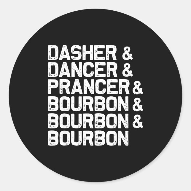 Adesivo Dasher Dancer Prancer Bourbon Funny Christmas Sant (Frente)