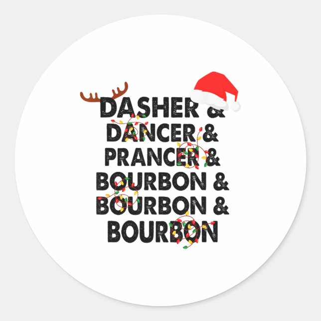 Adesivo Dasher Dancer Prancer & Bourbon Natal (Frente)