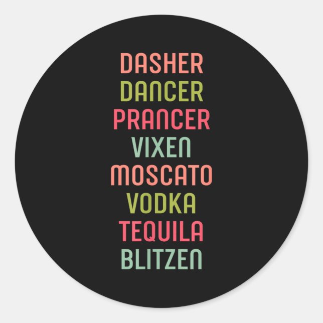Adesivo Dasher Dancer Prancer Vixen Moscato Vodka Tequila  (Frente)
