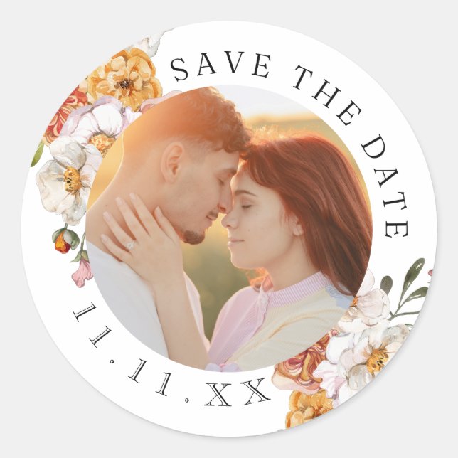 Adesivo Data com foto floral personalizada (Frente)