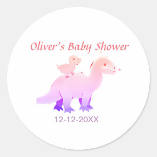 Adesivo Data de adição do chá de fraldas de dinossauro azu