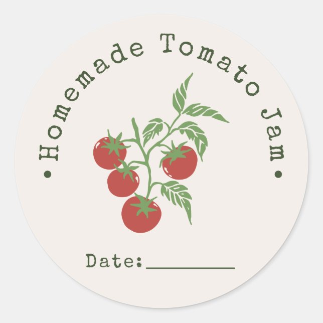 Adesivo Data de Selagem de Geleia de Tomate Caseira Vermel (Frente)