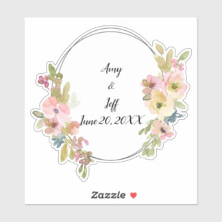 Adesivo Datas de Casamento Geométrico Boho Watercolor
