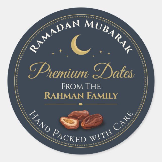 Adesivo Datas Premium Ramadan Celestial Ouro Navy Elegante (Frente)