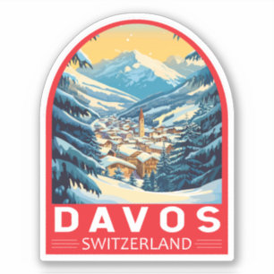 Adesivo Davos Suiça Viagem de Art Emblem