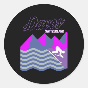 Adesivo Davos Suiços Alps Suiça Ski Resort Snowboardi