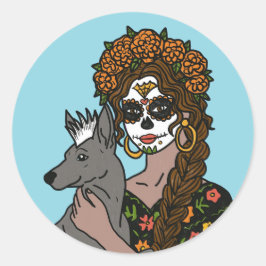Adesivo Day of the Dead Marigold and Xolo Dog