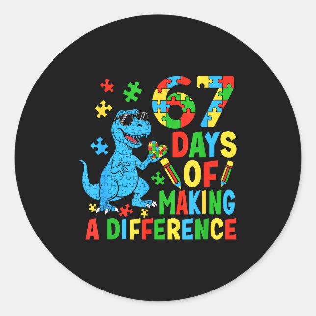 Adesivo Days Of Making A Difference Dinosaur Autism Teache (Frente)