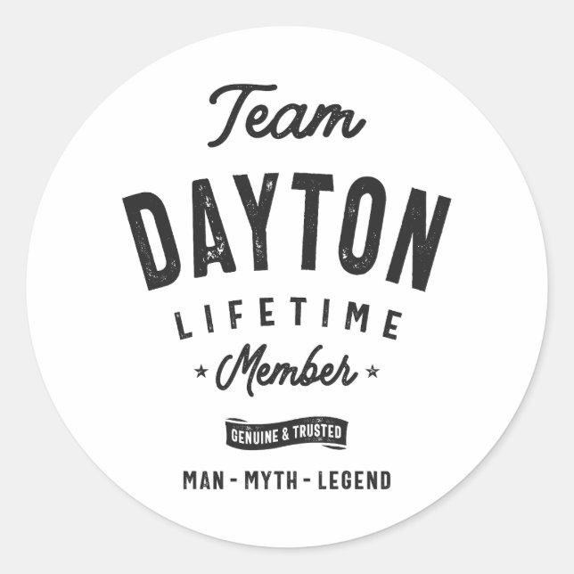 Adesivo Dayton Membro de Lifetime Nome Personalizado Dayto (Frente)