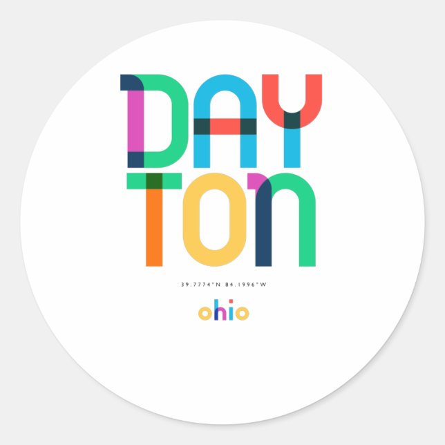 Adesivo Dayton Ohio Meio século, Pop Art, (Frente)