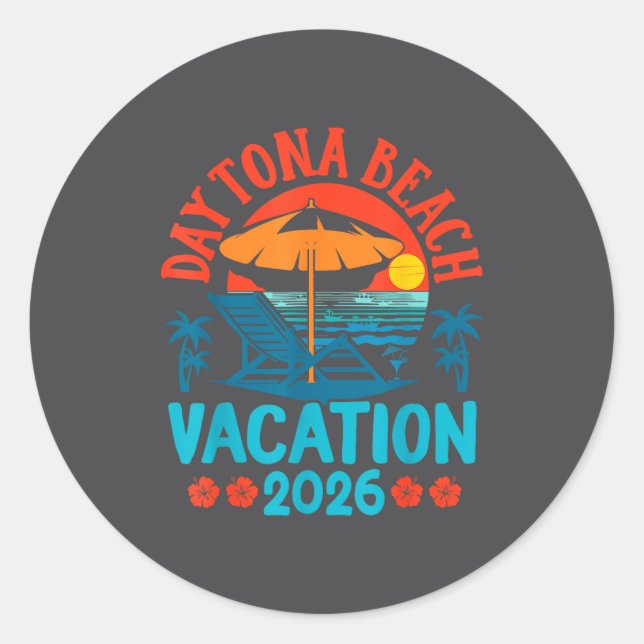 Adesivo Daytona Beach Florida 2026 Family Vacation Summer  (Frente)