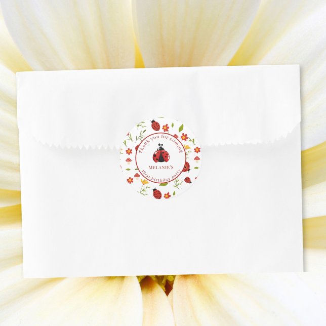 Adesivo de 1º Aniversário da Joaninha Fofa (Criador carregado)