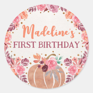 Adesivo de 1º Aniversário Little Pumpkin Boho Flor