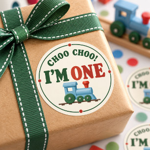 Adesivo de 1º Aniversário Trem Choo Choo Estou Um