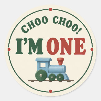 Adesivo de 1º Aniversário Trem Choo Choo Estou Um