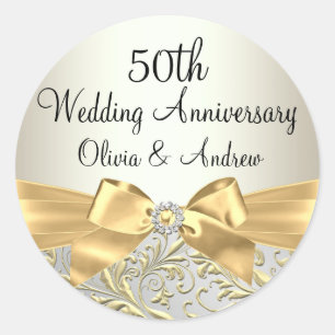 Adesivo de 50º Aniversário Arco Dourado & Floral S