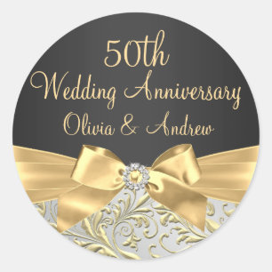 Adesivo de 50º Aniversário com Arco Dourado & Rede