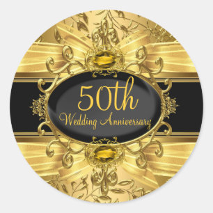 Adesivo de 50º Aniversário Folha de Ouro & Joia El