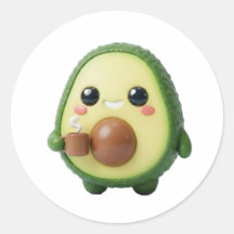 Adesivo de Abacate Kawaii 3D Fofo