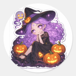 Adesivo de Abóbora de Bruxa de Halloween Fofa