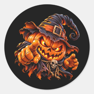 Adesivo de Abóbora de Halloween Assustadora Aponta