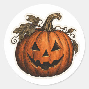 Adesivo de Abóbora de Halloween Vintage Jack O Lan
