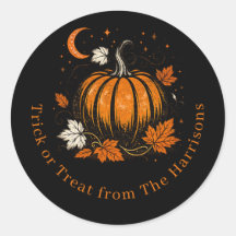 Adesivo de Abóbora de Halloween Vintage Personaliz