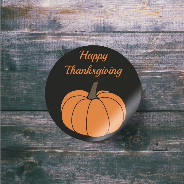 Adesivo de Abóbora Feliz Dia de Ação de Graças (Happy Thanksgiving Pumpkin Sticker)