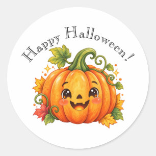 Adesivo de Abóbora Feliz no Halloween Caprichoso