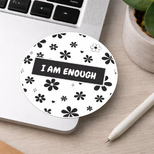 Adesivo de Afirmação Motivacional Floral Preto