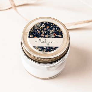 Adesivo de Agradecimento Boho Azul Marinho