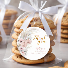 Adesivo de Agradecimento Boho Pampas Chá de Bebê