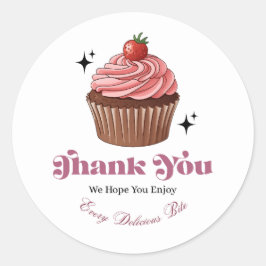 Adesivo de Agradecimento Brilho Cupcake de Morango