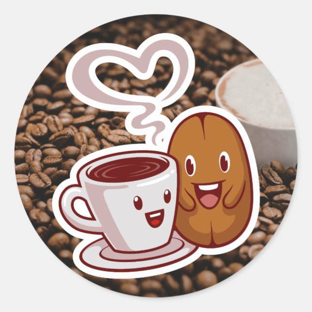 Adesivo de Agradecimento Café Estilo Grãos Marrons (Frente)