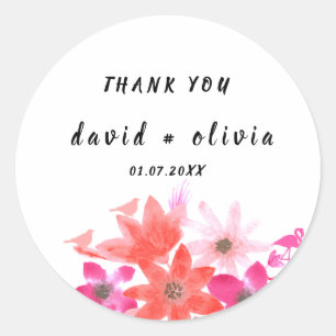Adesivo de Agradecimento com Design Floral Clássic