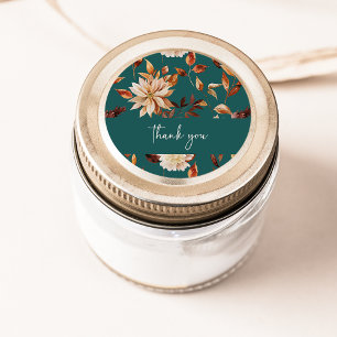 Adesivo de Agradecimento com Folhas de Outono Azul