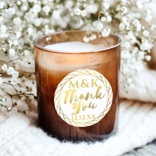 Adesivo de Agradecimento com Monograma Dourado par