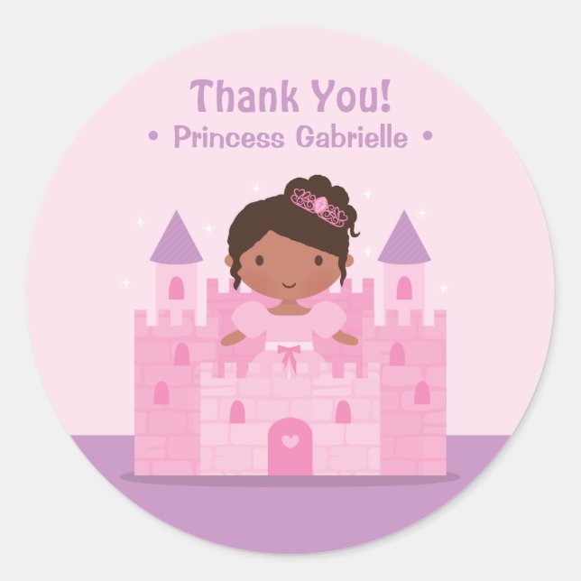 Adesivo de agradecimento da princesa afro-american (Frente)