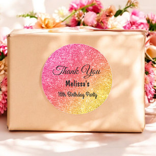 Adesivo de agradecimento de aniversário amarelo ro